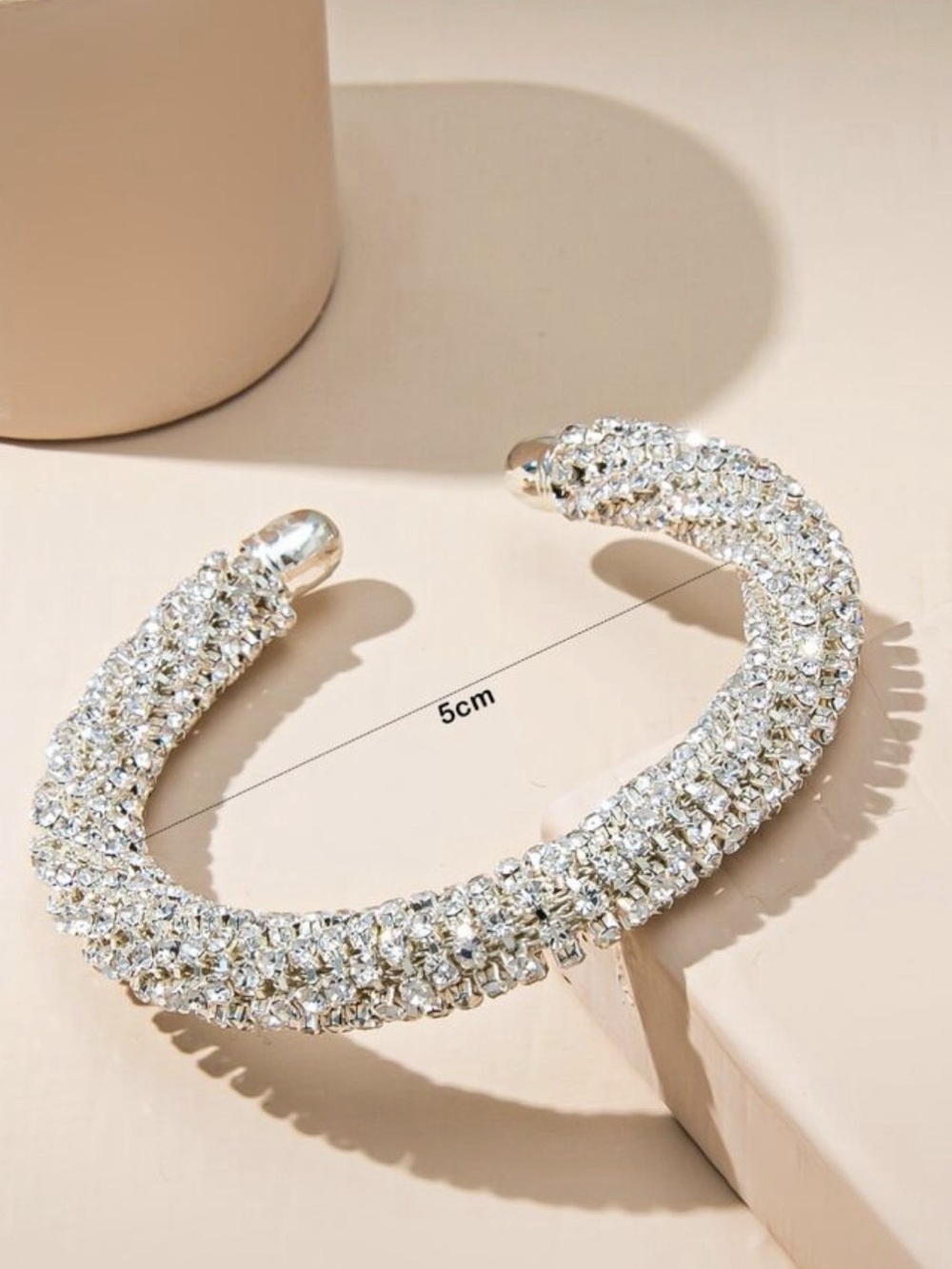 Crystal Rhinestone Cuff Bracelet in Silver